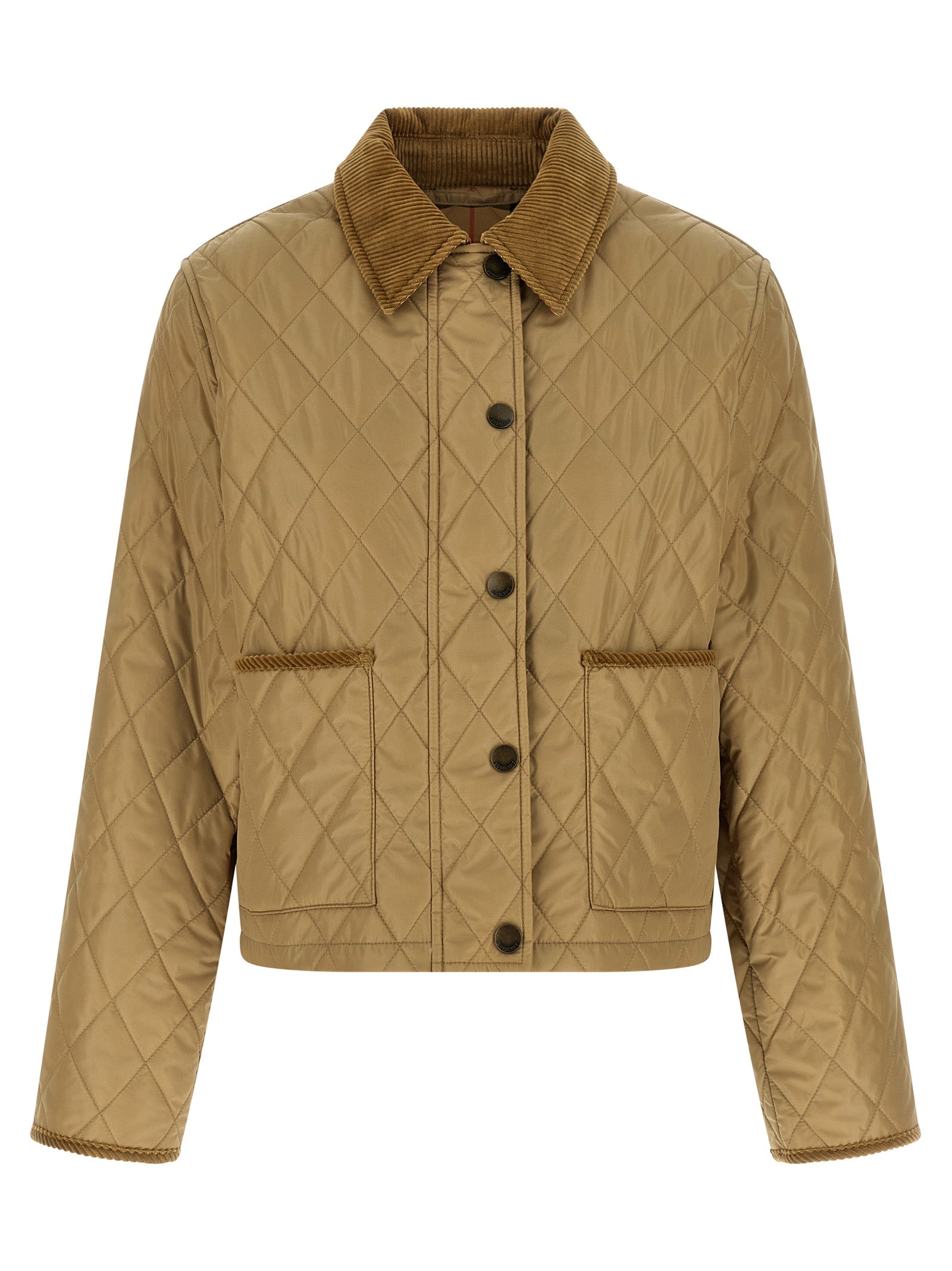 Veste en polyamide beige Burberry, coupe élégante, avec capuche et détails modernes, idéale pour le style urbain.
