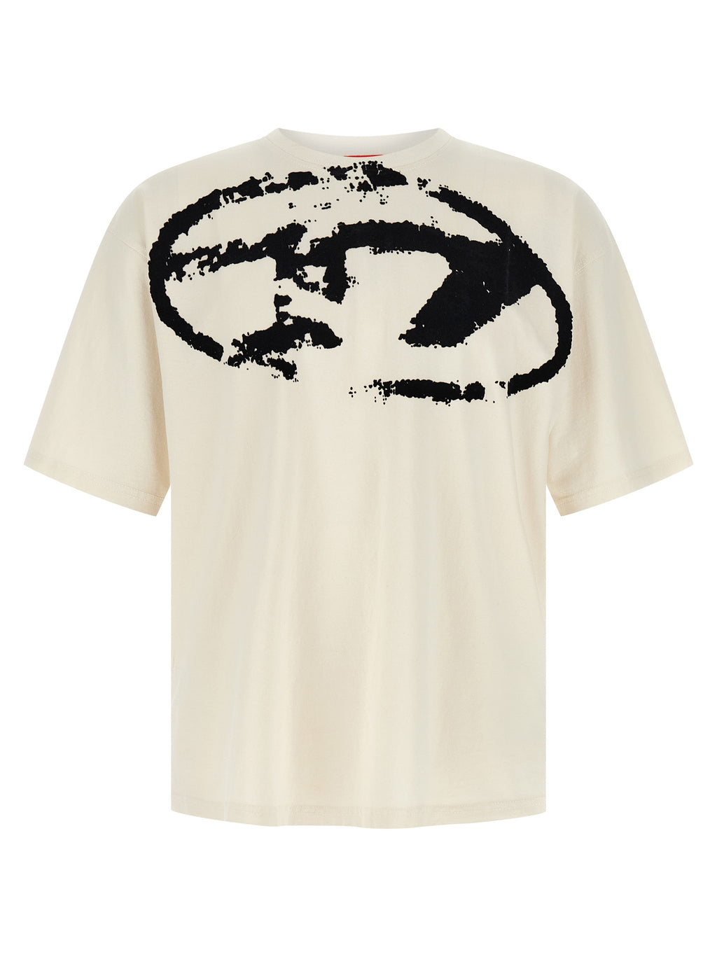 T-shirt en coton bicolore Diesel, coupe classique, affichant un design moderne avec logo Diesel visible sur le devant.