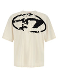 T-shirt en coton bicolore Diesel, coupe classique, affichant un design moderne avec logo Diesel visible sur le devant.