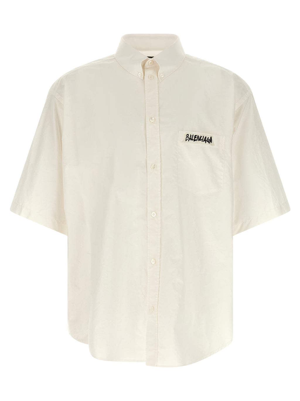 Chemise en coton blanche Balenciaga, élégante blouse décontractée avec manches longues et col classique.