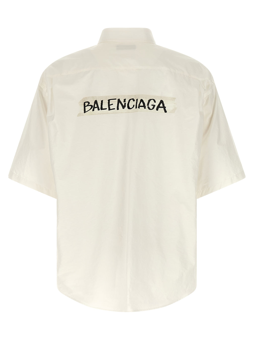 Chemise blanche en coton de la marque Balenciaga, vue détaillée du tissu et du design élégant.