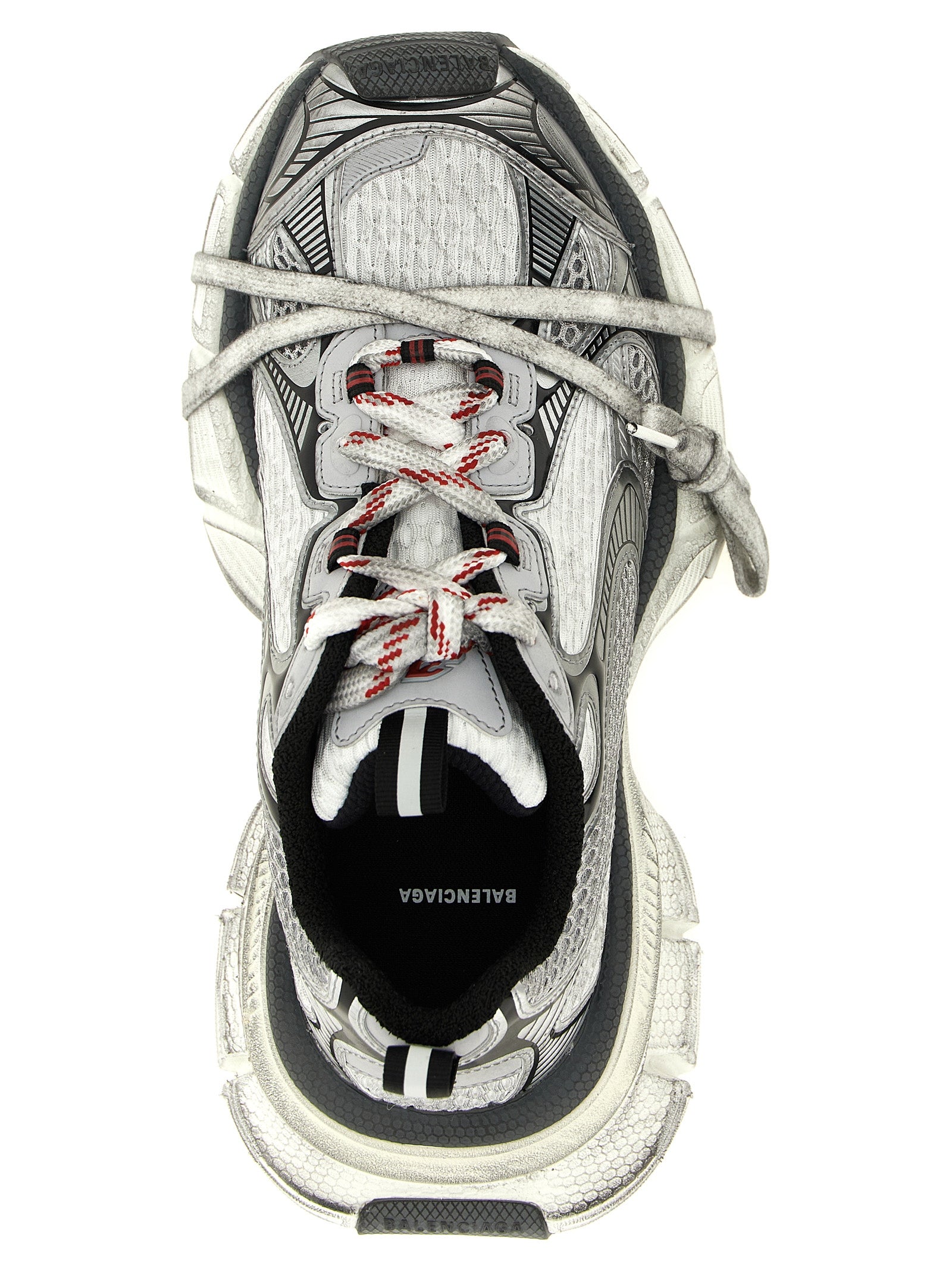 Chaussures de sport gris Balenciaga en polyéthylène, baskets athlétiques modernes et confortables, vue de face.