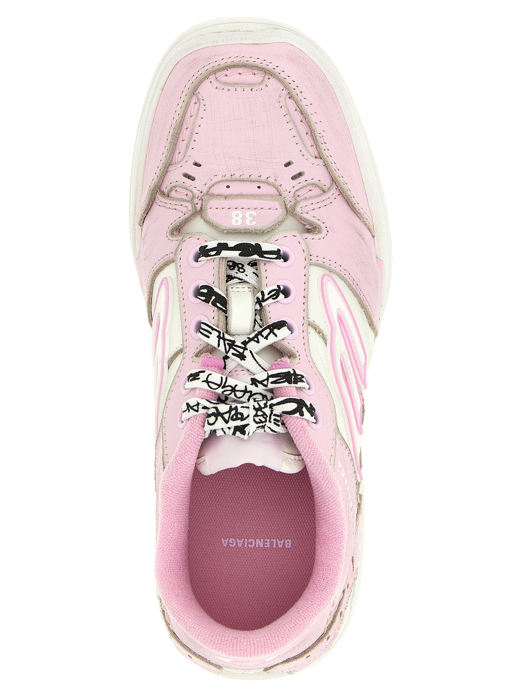 Chaussures de sport Balenciaga en cuir de veau multicolore, baskets athlétiques avec design moderne et détails colorés.