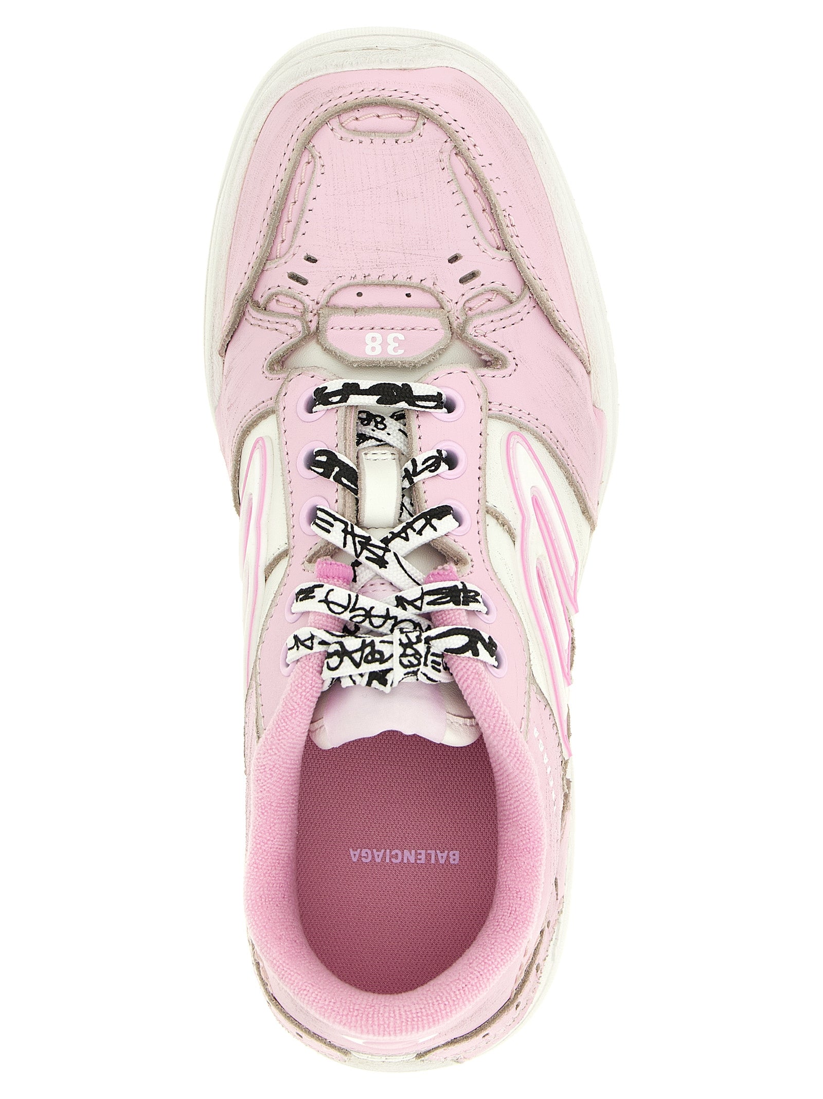 Chaussures de sport Balenciaga en cuir de veau multicolore, baskets athlétiques avec design moderne et détails colorés.