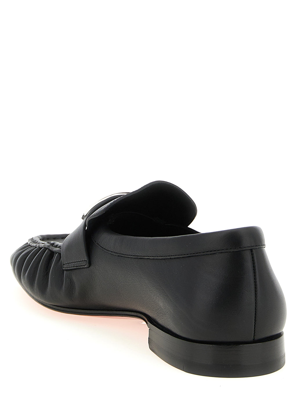 Mocassins Christian Louboutin en cuir de veau noir, chaussures slip-on élégantes pour homme, visibles avec finition raffinée.