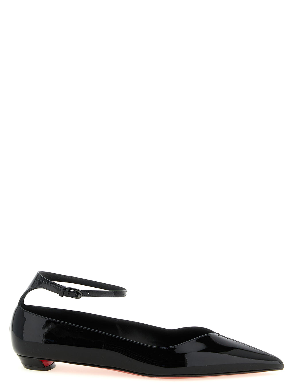 Chaussures ballerines en cuir de veau noir Christian Louboutin, élégantes et raffinées pour femmes.