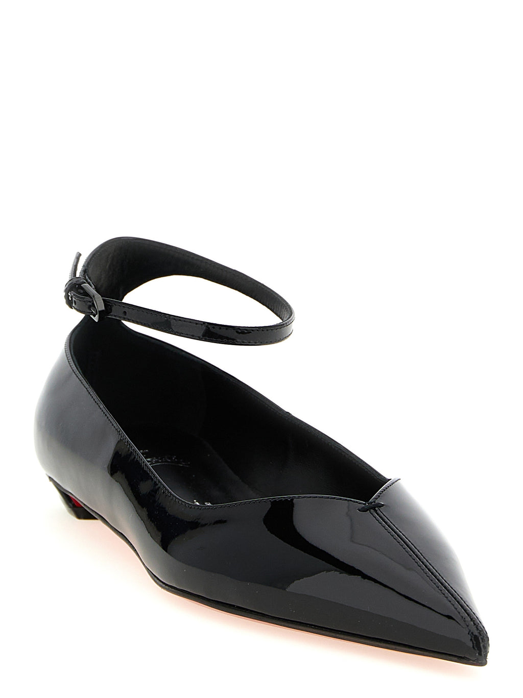 Chaussures ballerines Christian Louboutin en cuir de veau noir, élégantes et classiques, avec semelle en caoutchouc.