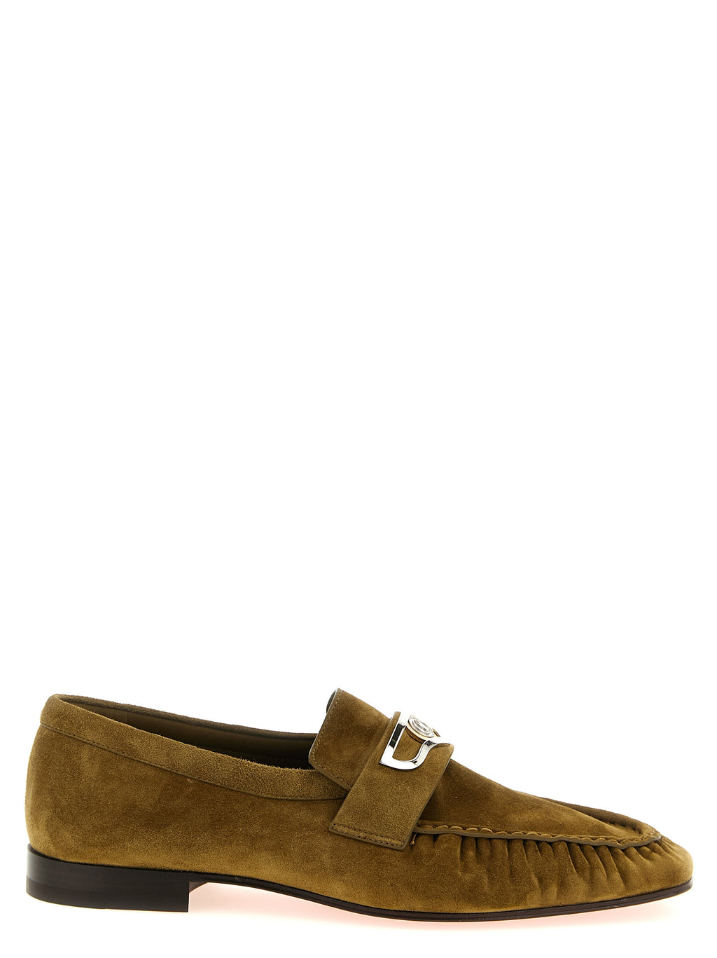 Mocassins Christian Louboutin en cuir de veau marron à enfiler, élégants et raffinés, pour homme.