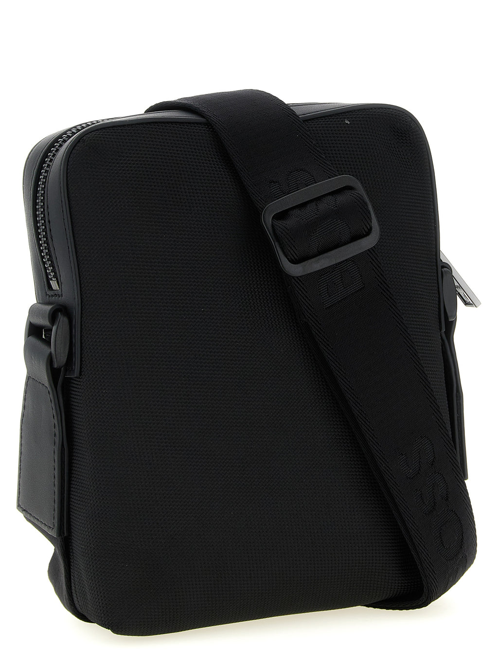 Sac banane noir en polyester de Hugo Boss avec bandoulière réglable et logo discret, idéal pour le quotidien.