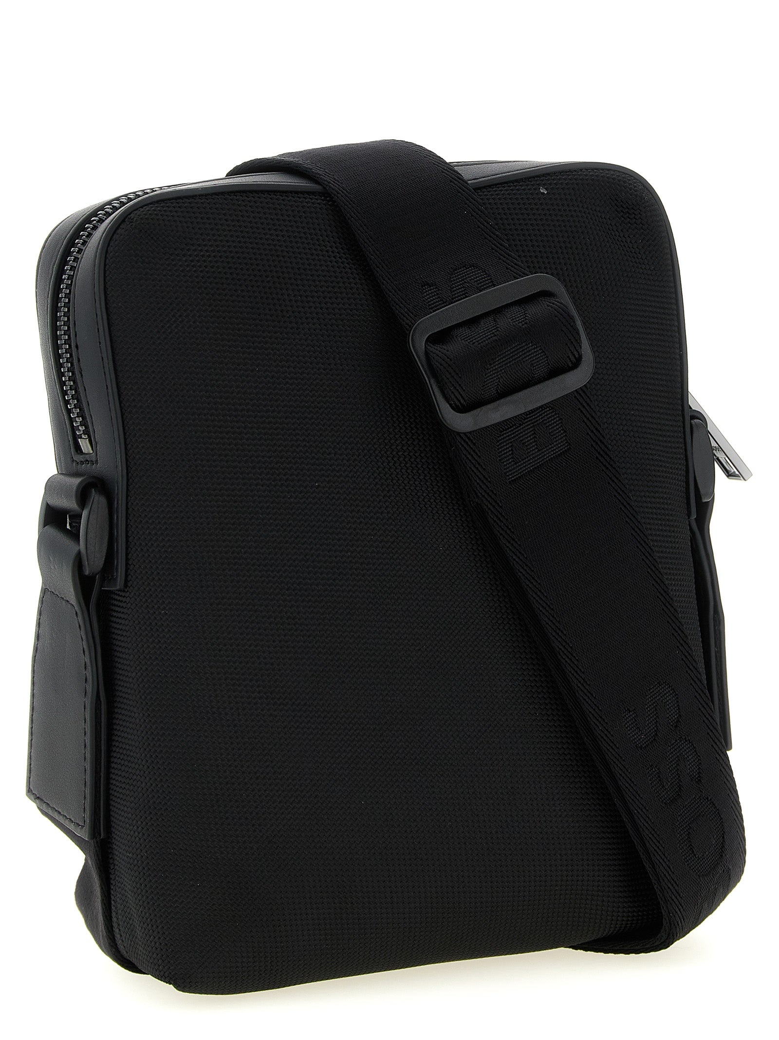 Sac banane noir en polyester de Hugo Boss avec bandoulière réglable et logo discret, idéal pour le quotidien.