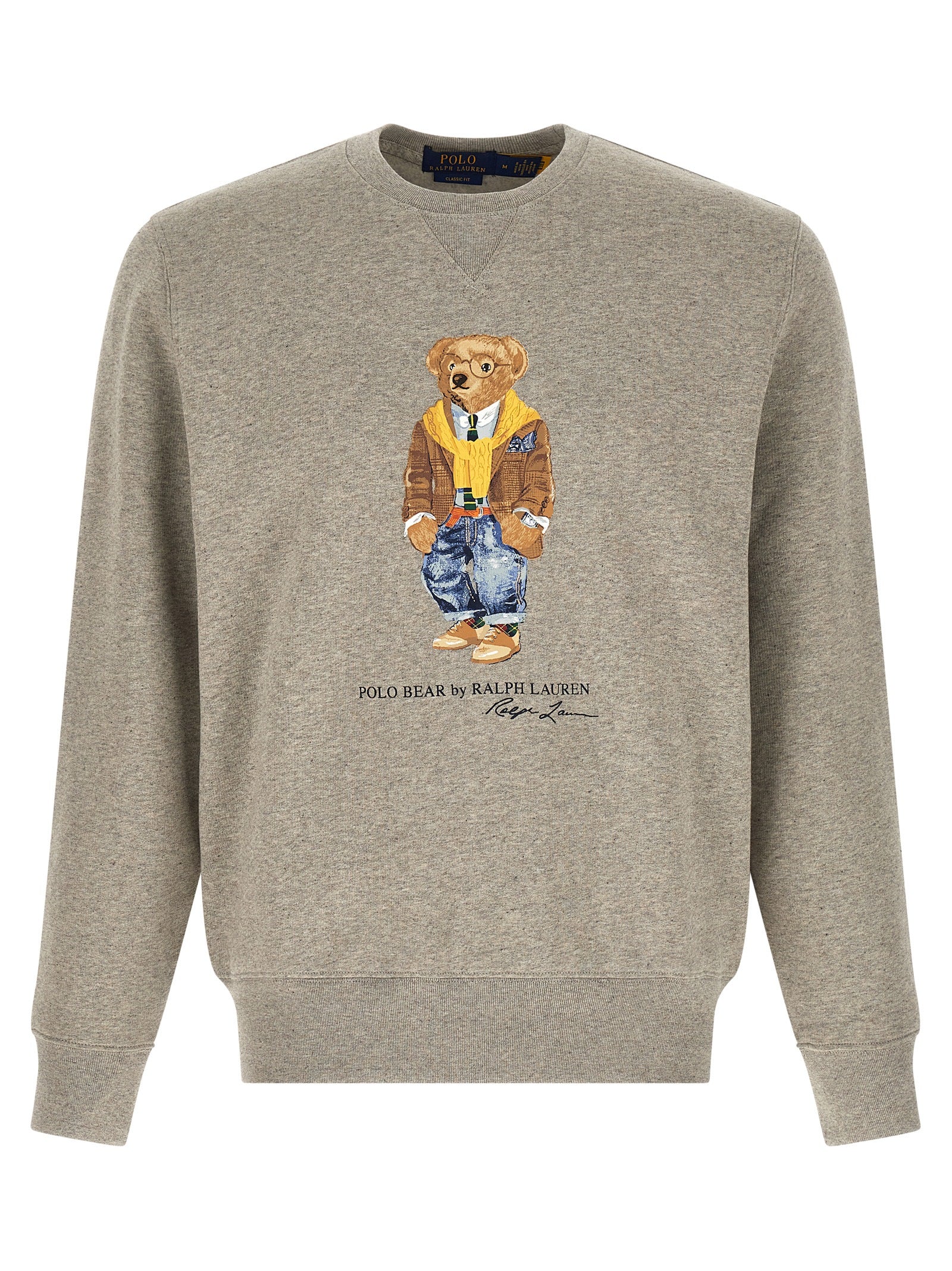 Sweat-shirt gris en coton de Polo Ralph Lauren, style décontracté avec col rond et logo discret sur la poitrine.