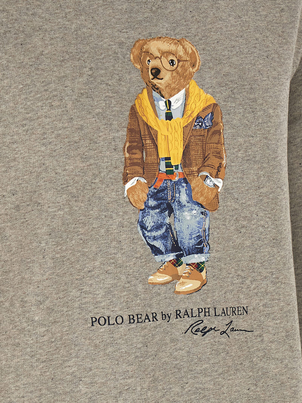 Sweatshirt en coton gris de Polo Ralph Lauren, mode décontractée pour homme, avec logo emblématique sur la poitrine.