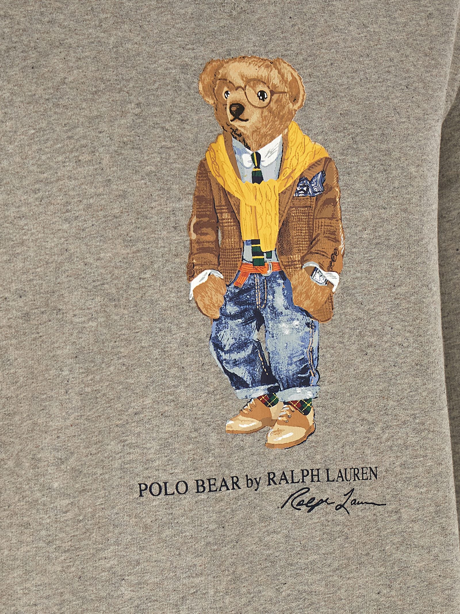 Sweatshirt en coton gris de Polo Ralph Lauren, mode décontractée pour homme, avec logo emblématique sur la poitrine.