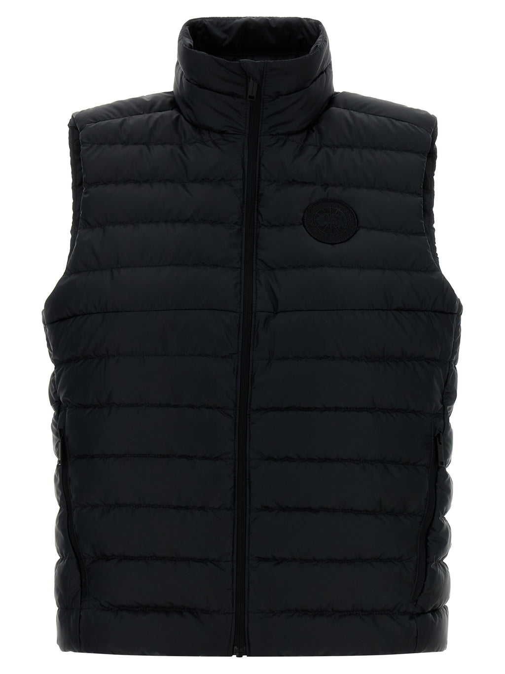 Doudoune sans manches Canada Goose noire en polyamide, vue de face, légère et résistante à l'eau.