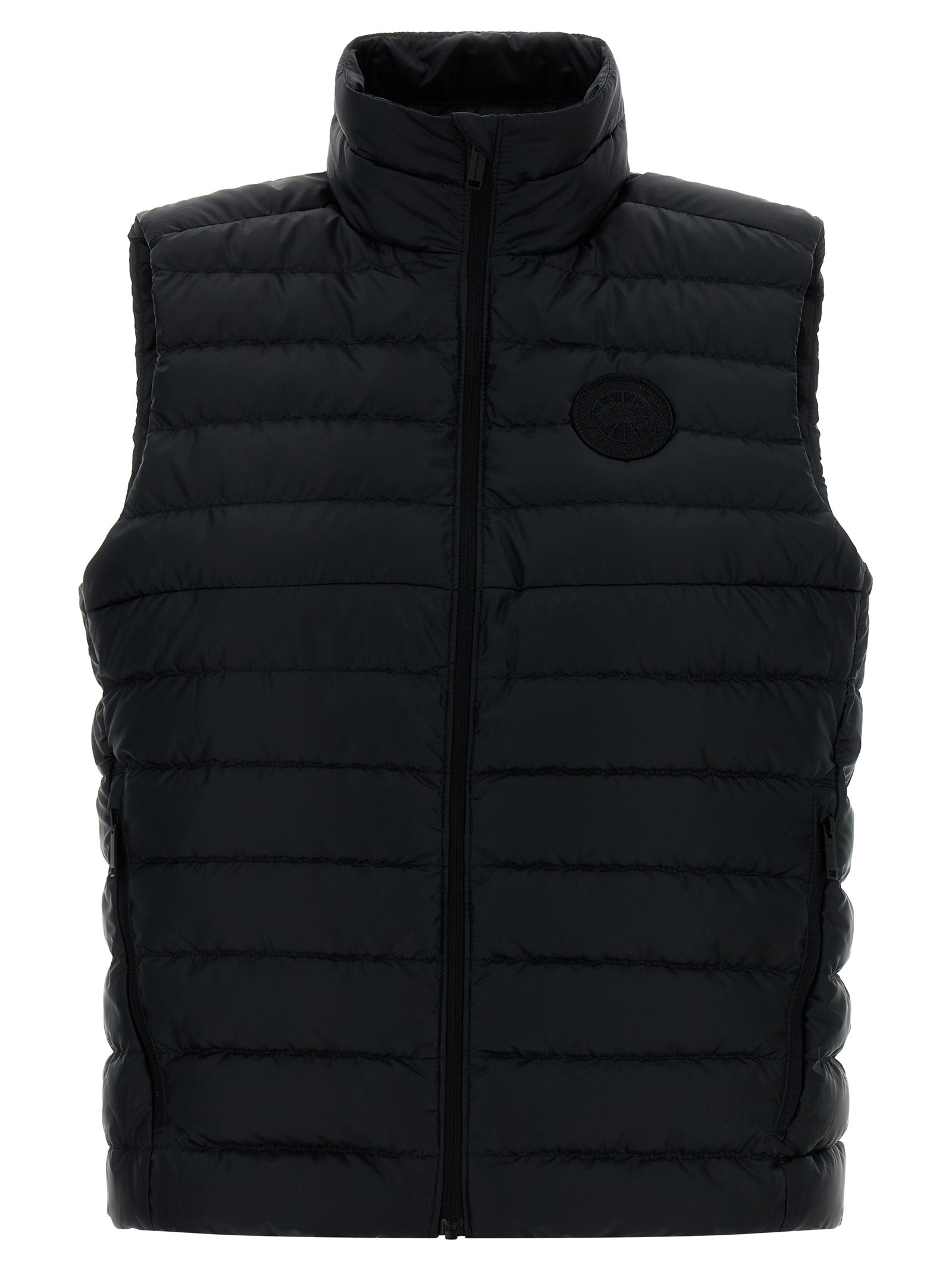 Doudoune sans manches Canada Goose noire en polyamide, vue de face, légère et résistante à l'eau.