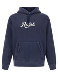 Sweat-shirt bleu en coton de Polo Ralph Lauren, vue de face, avec col ras du cou et logo brodé sur la poitrine.