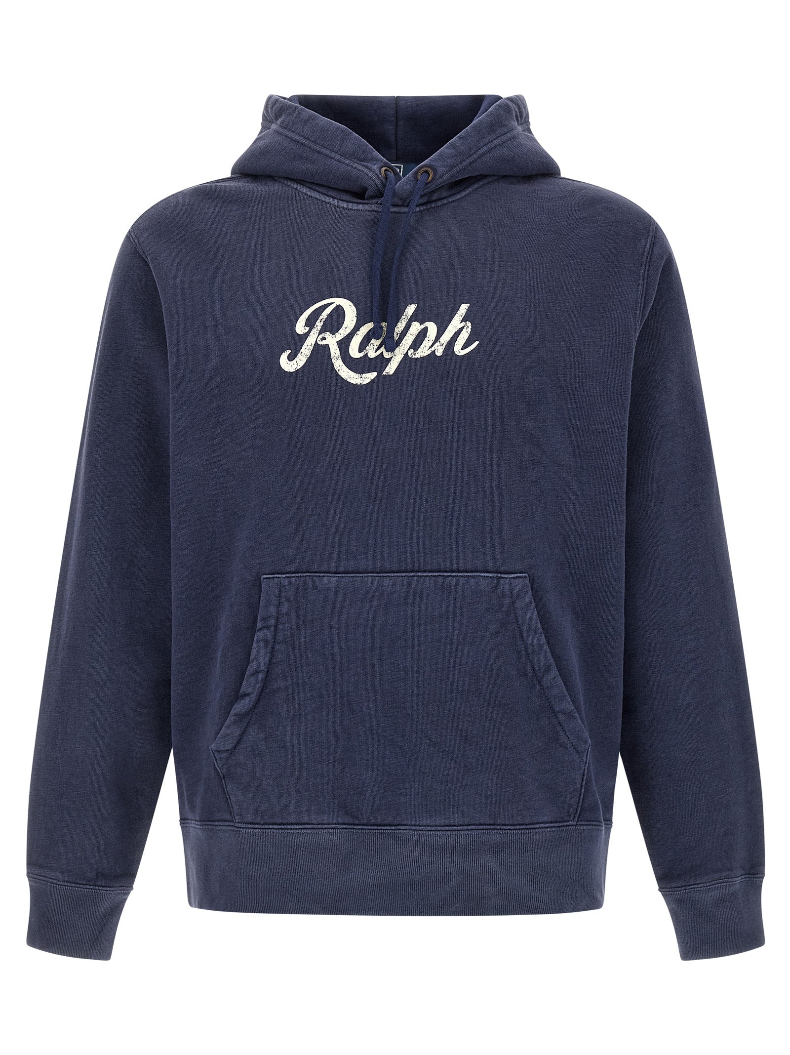 Sweat-shirt bleu en coton de Polo Ralph Lauren, vue de face, avec col ras du cou et logo brodé sur la poitrine.