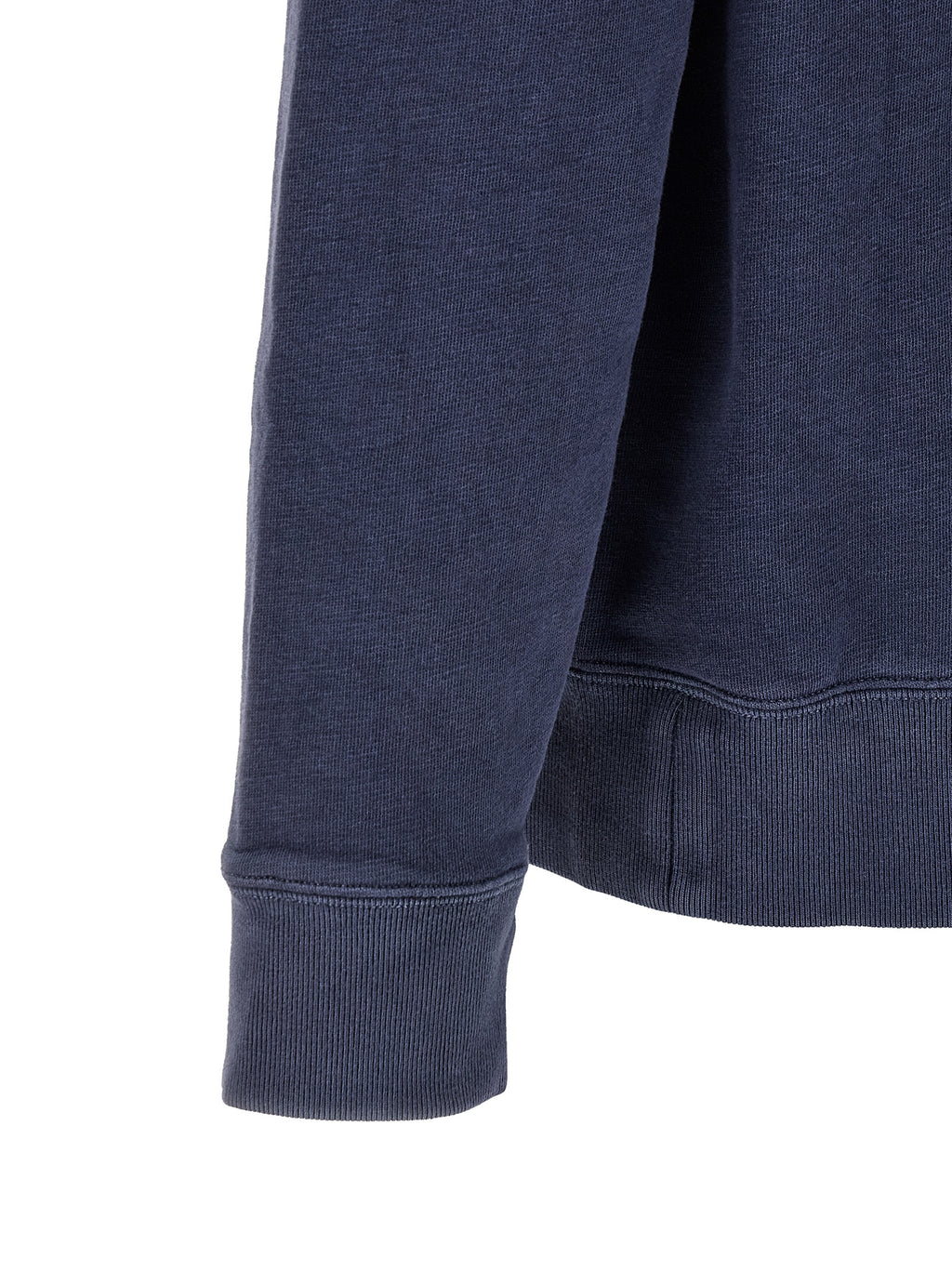 Sweat-shirt en coton bleu Polo Ralph Lauren avec col rond et logo brodé sur la poitrine, porté sur un mannequin.