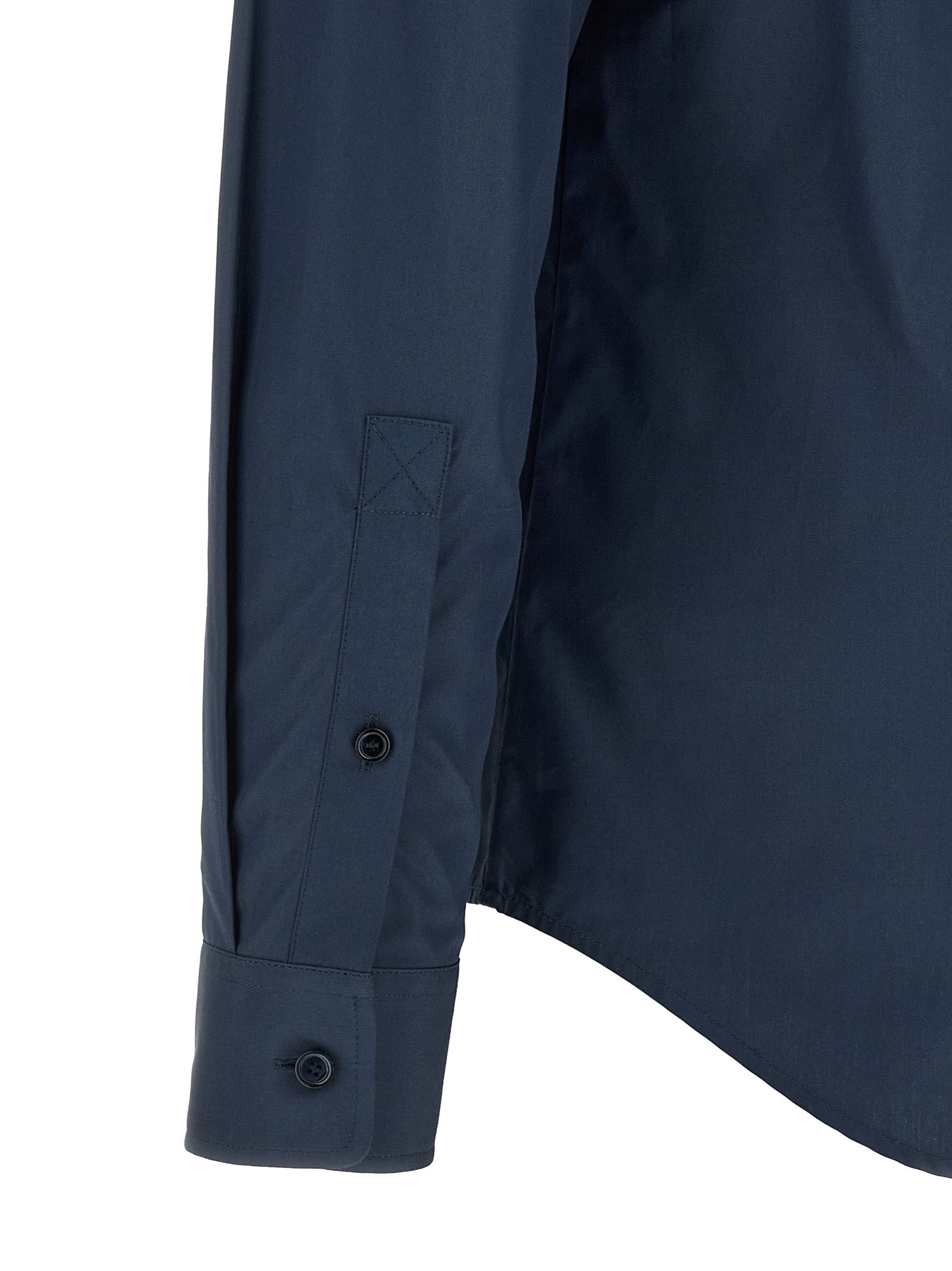 Blouse en coton bleu Burberry pour femme, élégante et légère, avec détails subtils visibles sur l'image.