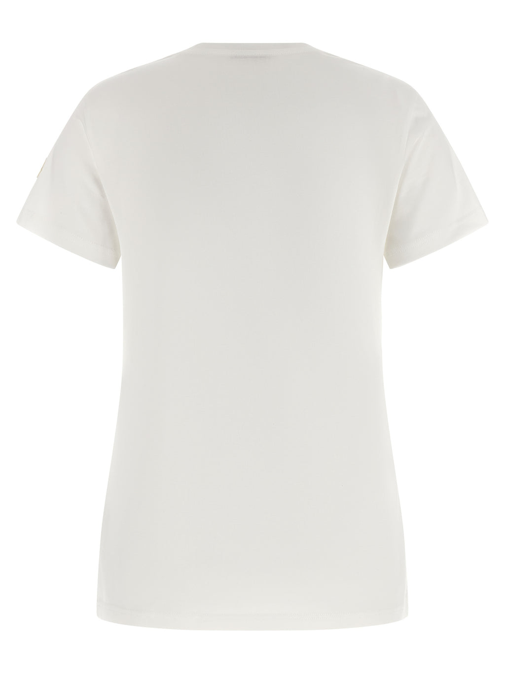 T-shirt blanc en coton de la marque Moncler, coupe classique et logo discret visible sur le devant.