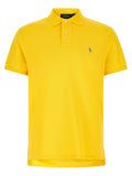 Chemise polo Ralph Lauren bicolore en coton, col classique, logo brodé sur la poitrine, vue de face.