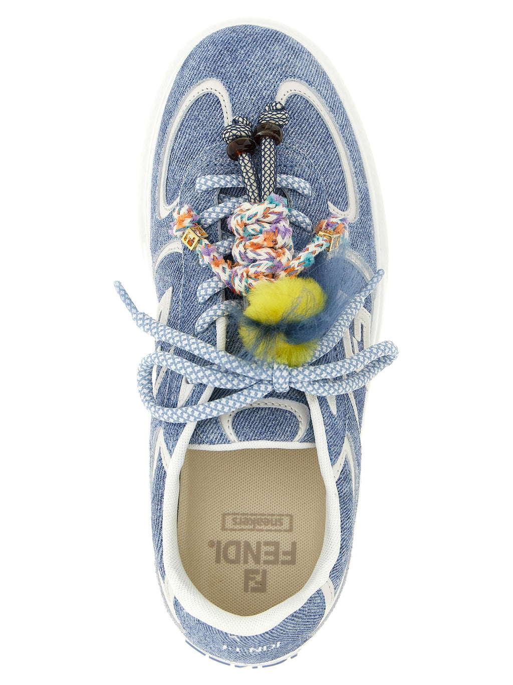 Sneakers plateforme en cuir de veau bleu de la marque Fendi, style moderne et élégant pour femmes.