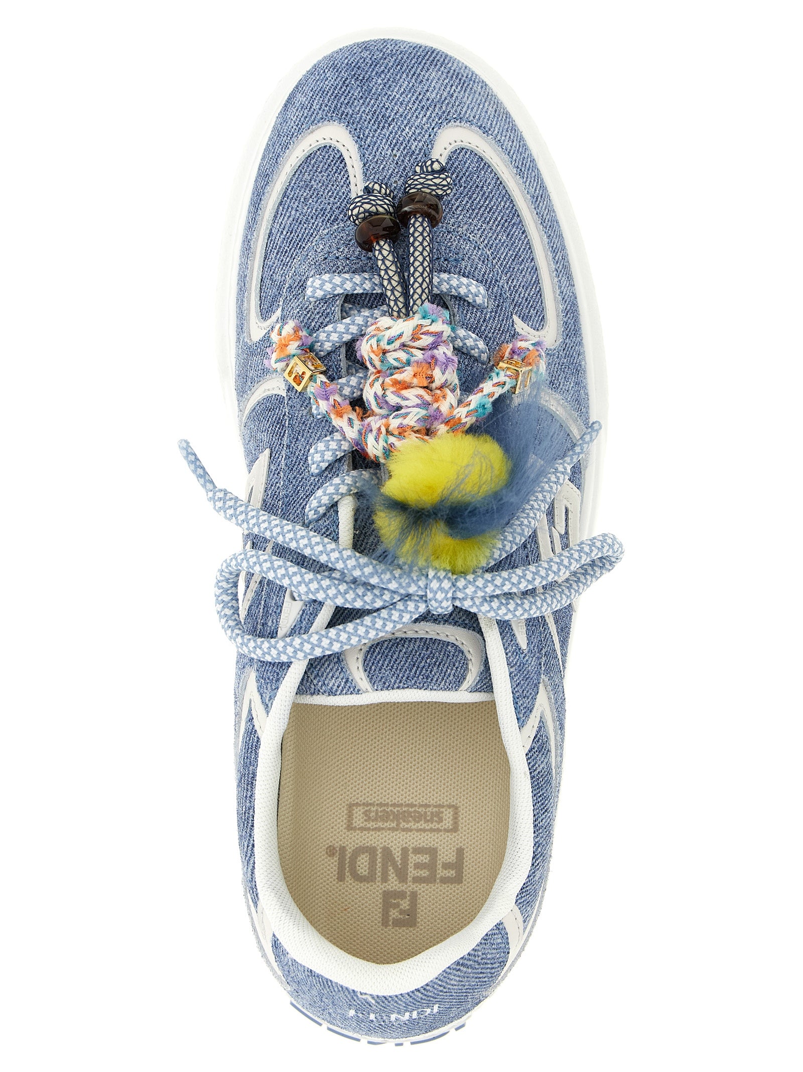 Sneakers plateforme en cuir de veau bleu de la marque Fendi, style moderne et élégant pour femmes.