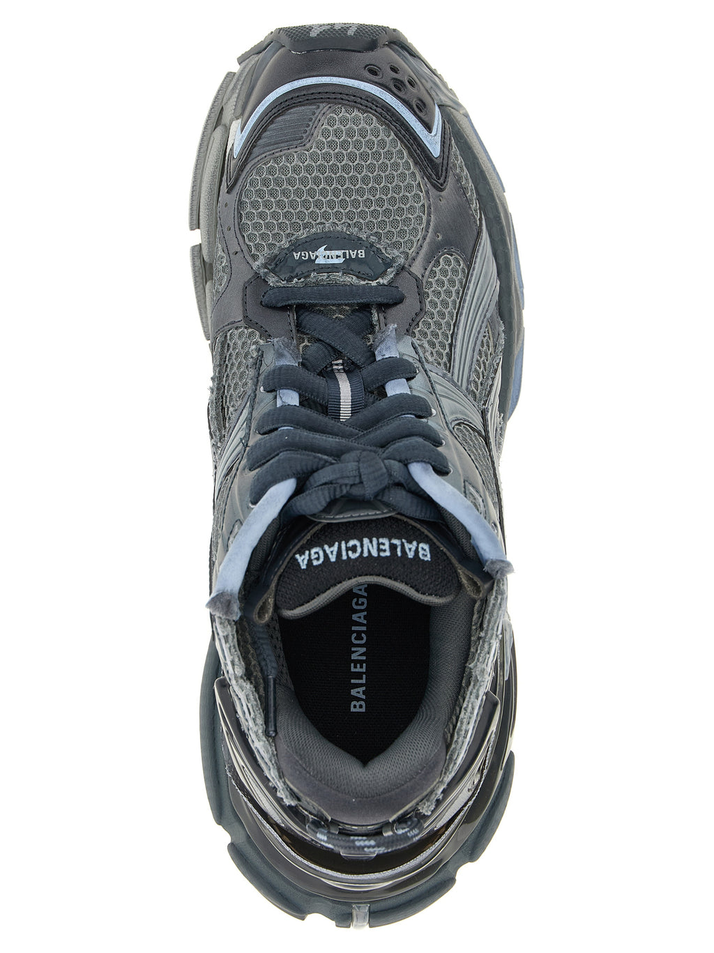 Chaussures de sport Balenciaga en polyéthylène gris, baskets athlétic modernes et tendance.