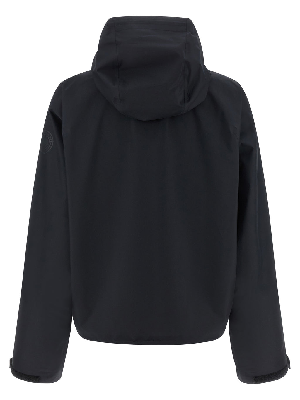 Veste en polyester noire Canada Goose pour homme, coupe-vent et résistante aux intempéries, visible sur l'image.