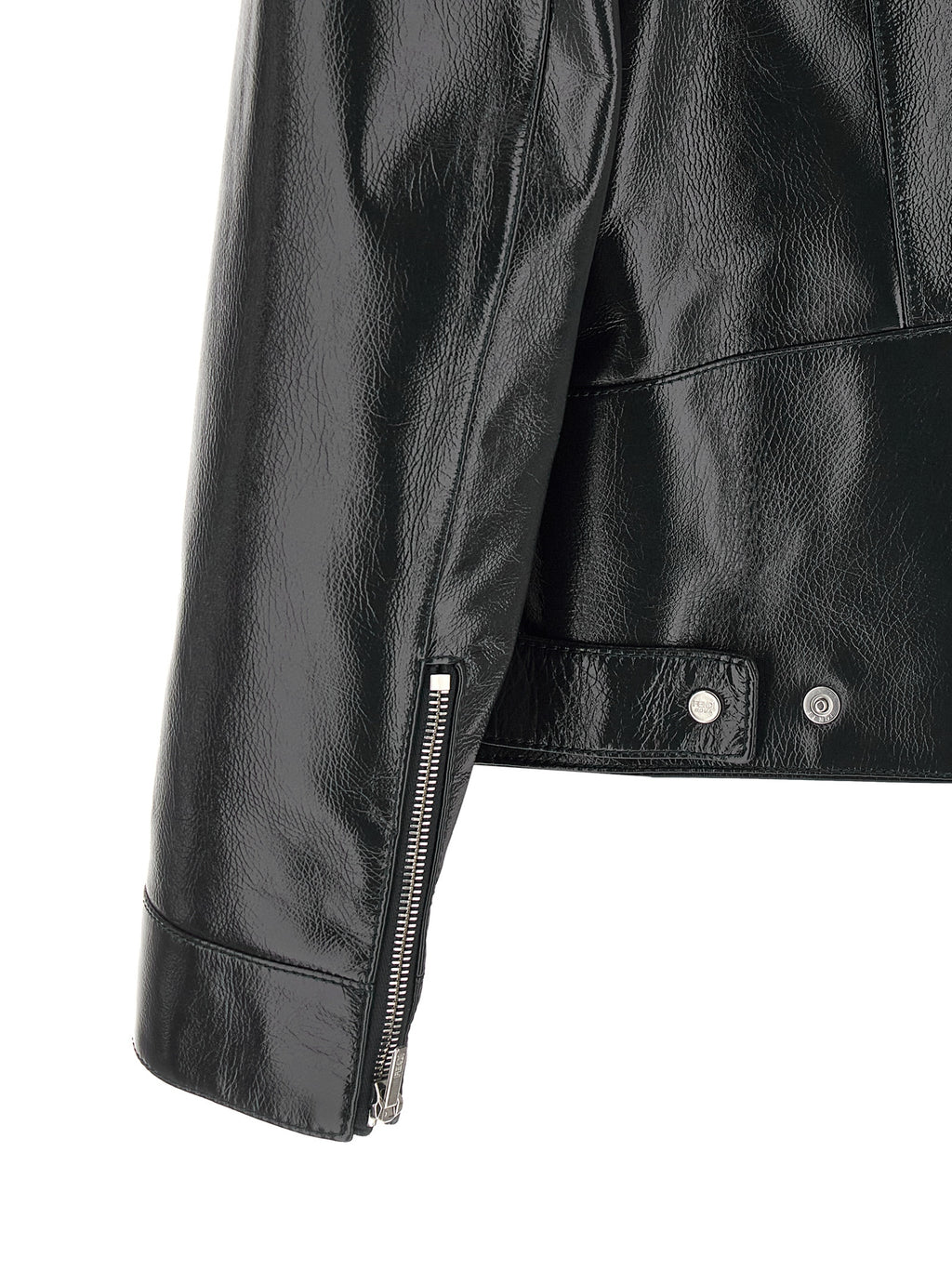 Veste en cuir de mouton bleu de la marque Fendi, style élégant avec détails sophistiqués et coupe moderne.