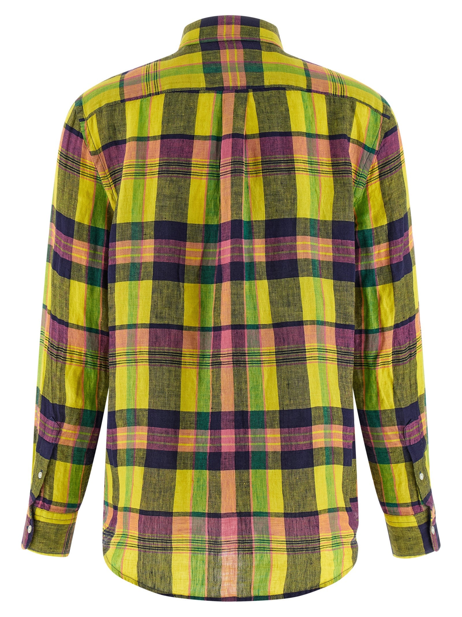 Chemise en lin multicolore de Polo Ralph Lauren avec col et manches longues, détails élégants et tissu léger.