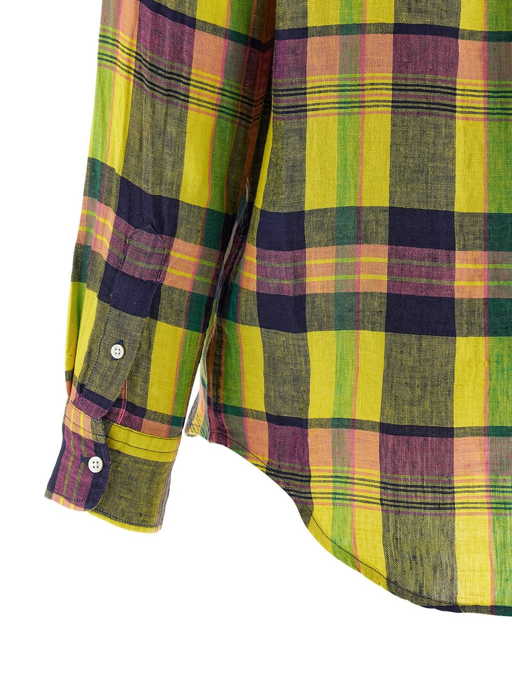 Blouse en lin multicolore de Polo Ralph Lauren avec col rond et manches courtes, élégante et légère.