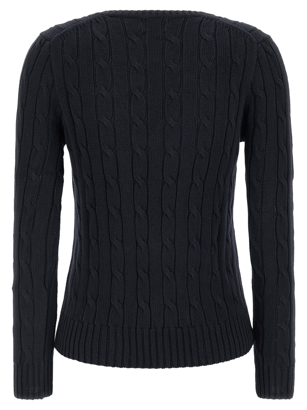 Cardigan en coton bleu de Polo Ralph Lauren, mode classique avec col en V et boutons, porté sur un mannequin.