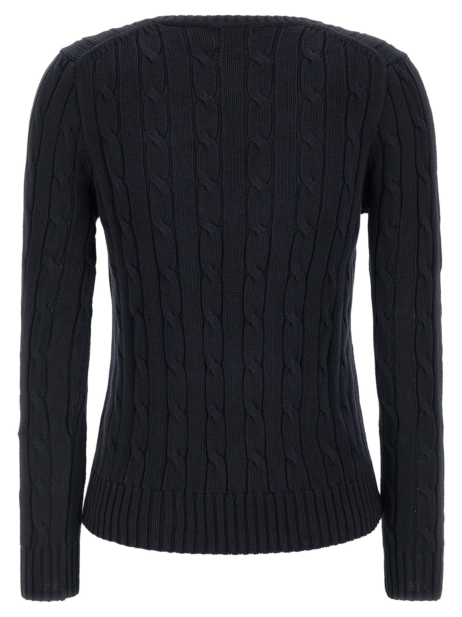 Cardigan en coton bleu de Polo Ralph Lauren, mode classique avec col en V et boutons, porté sur un mannequin.