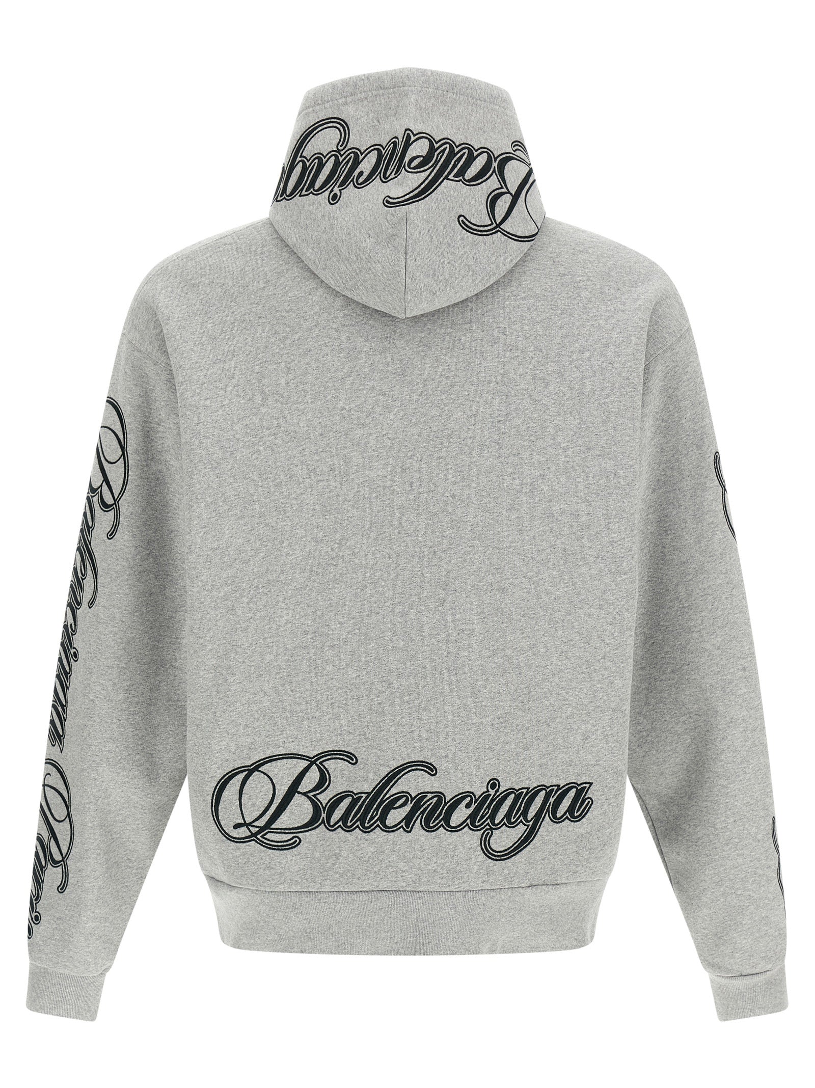 Sweat-shirt gris en coton de Balenciaga, coupe décontractée, avec logo discret sur la poitrine.