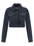 Veste en jean en coton bleu de la marque Fendi, avec détails de couture et fermeture à boutons.