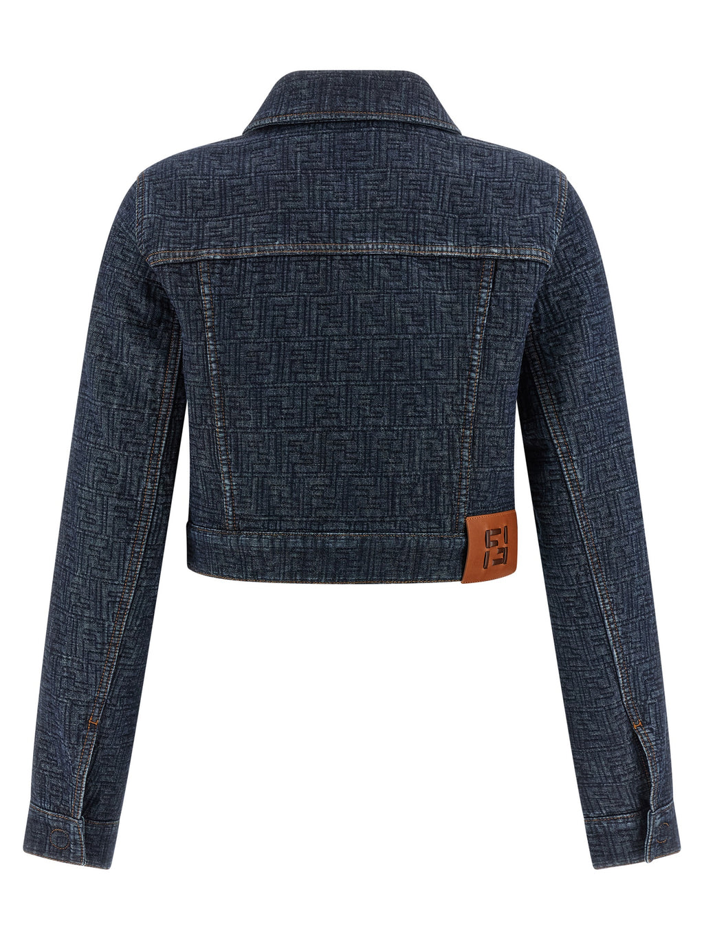Veste en denim bleu en coton de Fendi, mode élégante avec détails classiques, vue de face sur fond neutre.