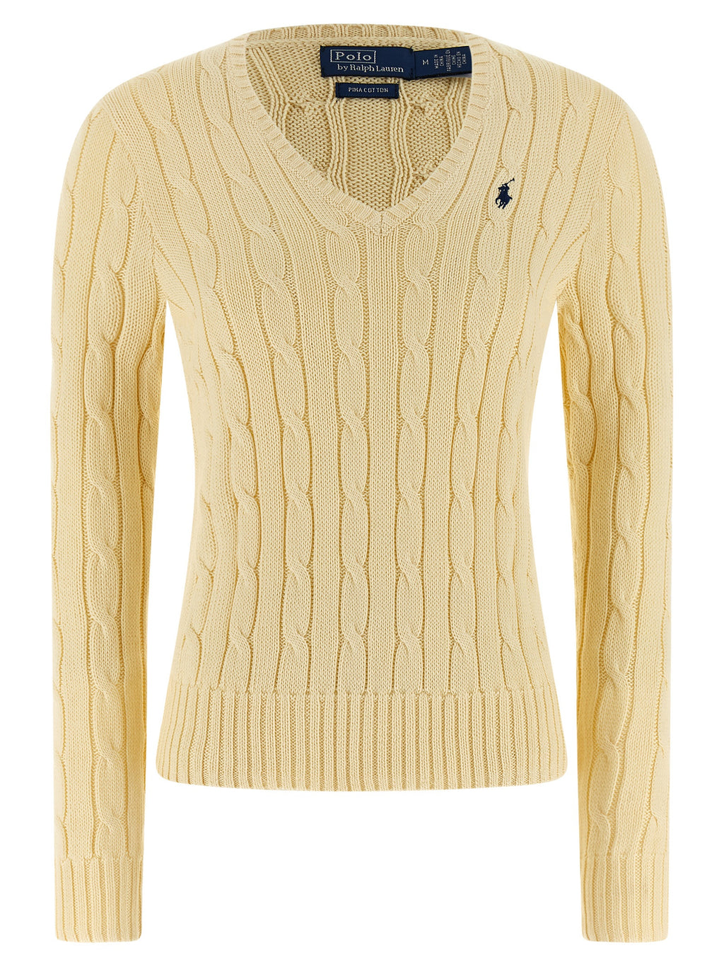 Cardigan bicolore en coton Polo Ralph Lauren, style classique avec boutons, porté sur un mannequin.