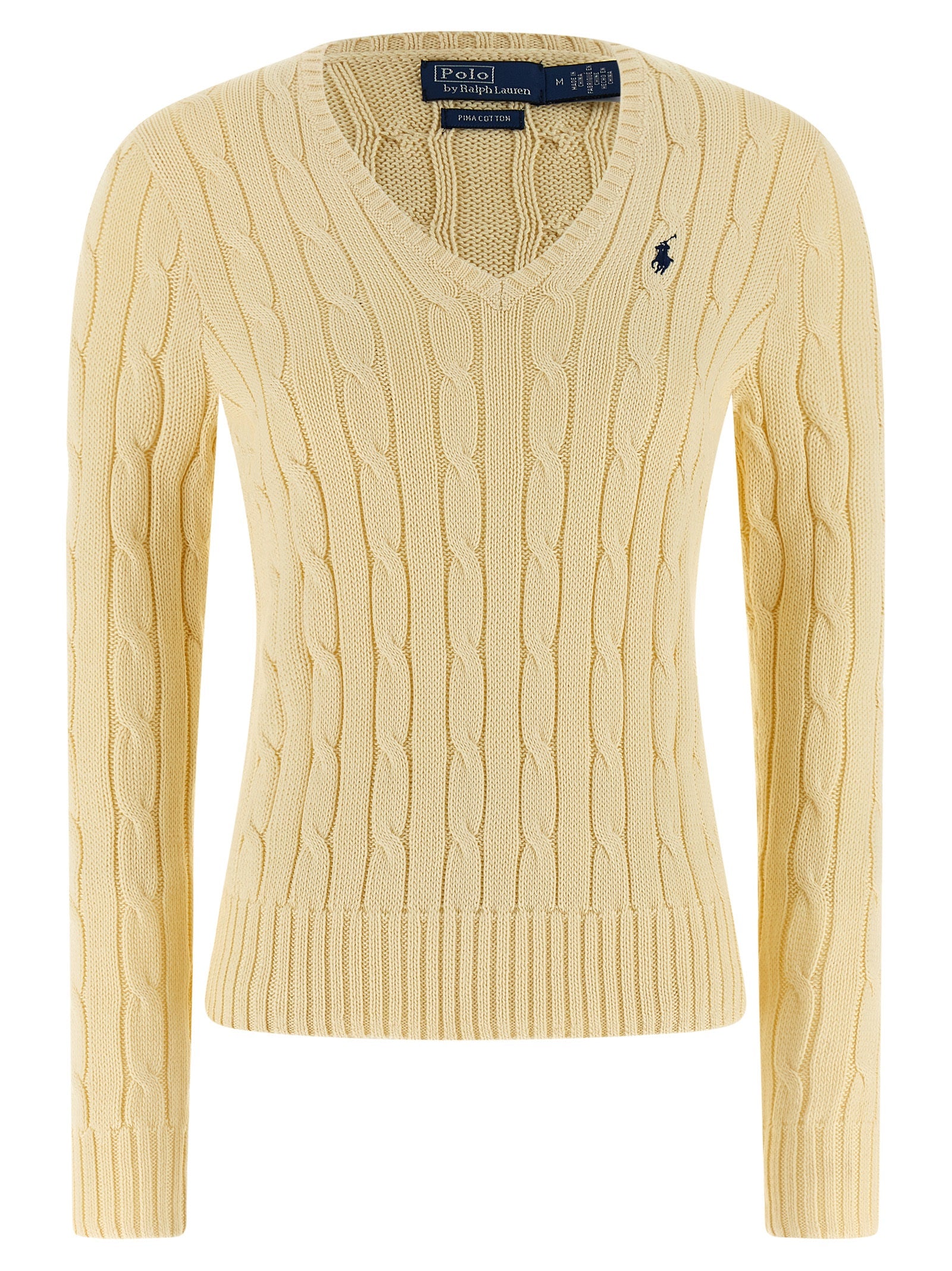 Cardigan bicolore en coton Polo Ralph Lauren, style classique avec boutons, porté sur un mannequin.