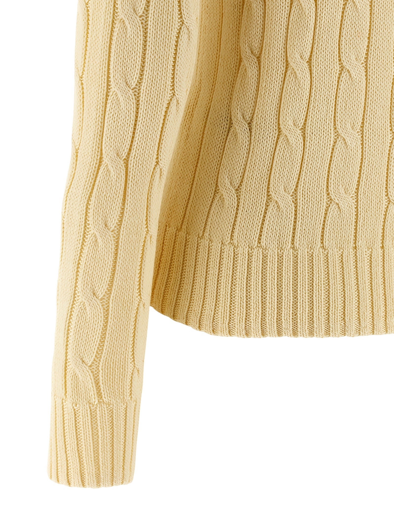Cardigan bicolore en coton Polo Ralph Lauren, coupe classique avec boutons, porté par un mannequin.