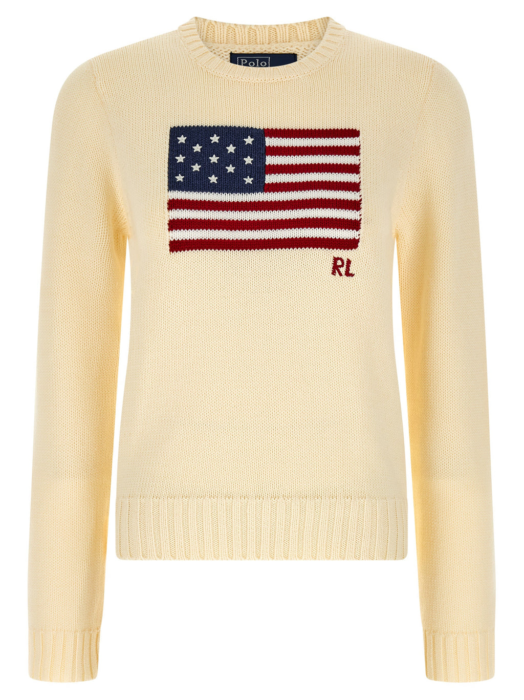 Cardigan beige en coton de Polo Ralph Lauren porté, avec col en V et boutons, style classique et élégant.