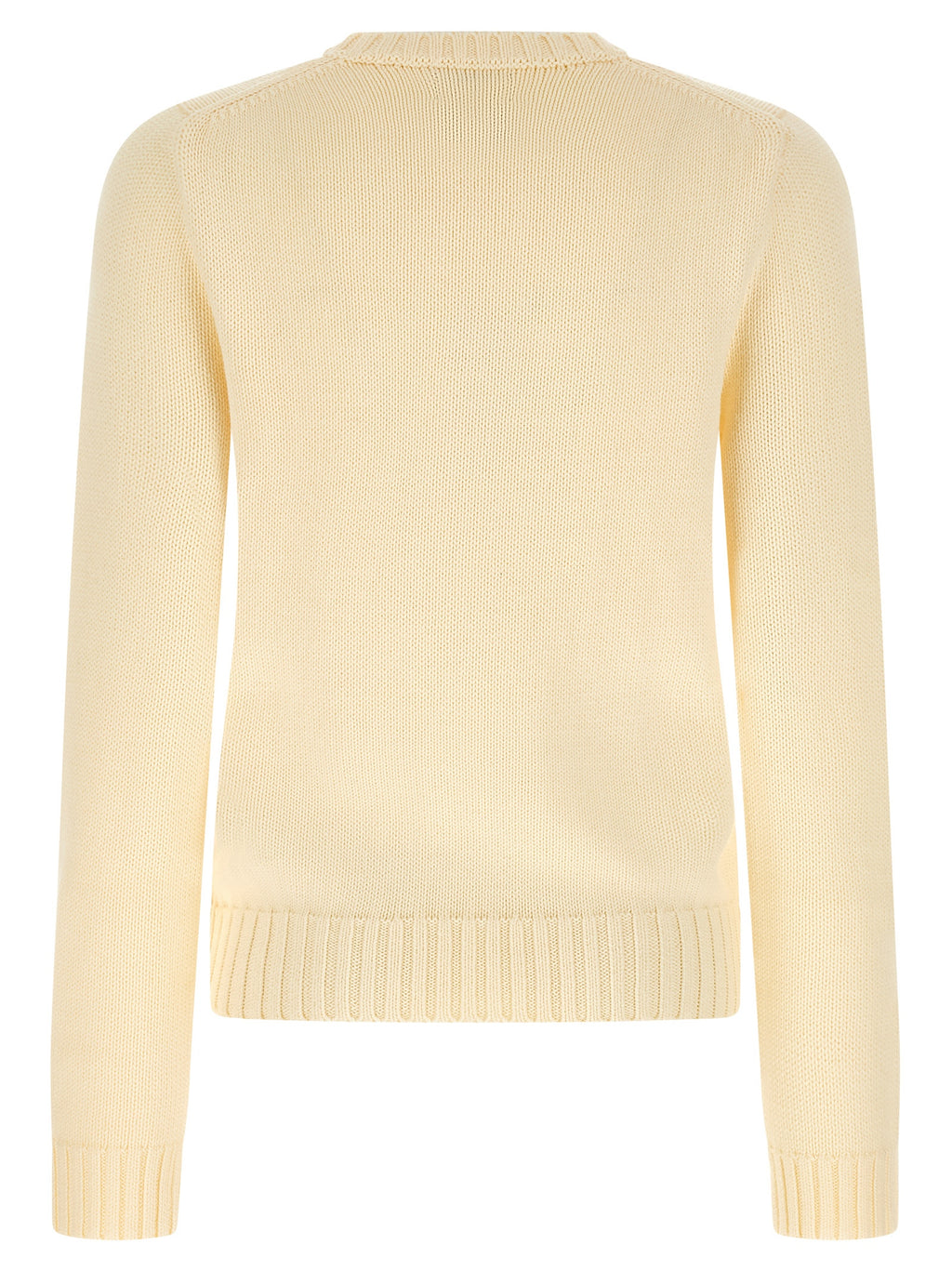 Cardigan beige en coton de Polo Ralph Lauren porté par un mannequin, détails du col et des boutons visibles.