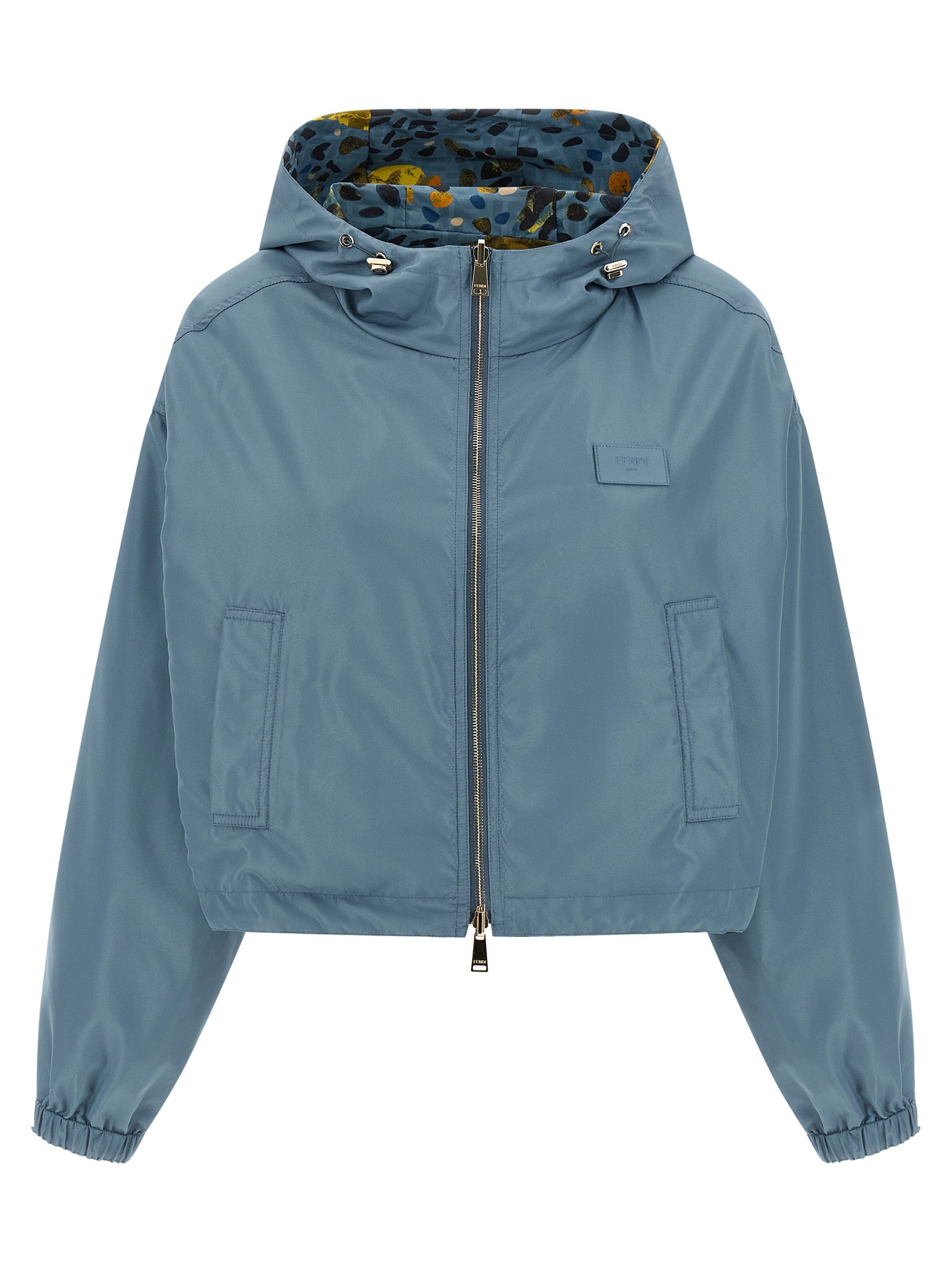 Veste en polyester bleu de Fendi, coupe moderne avec capuche et fermeture éclair, pour un style élégant et décontracté.