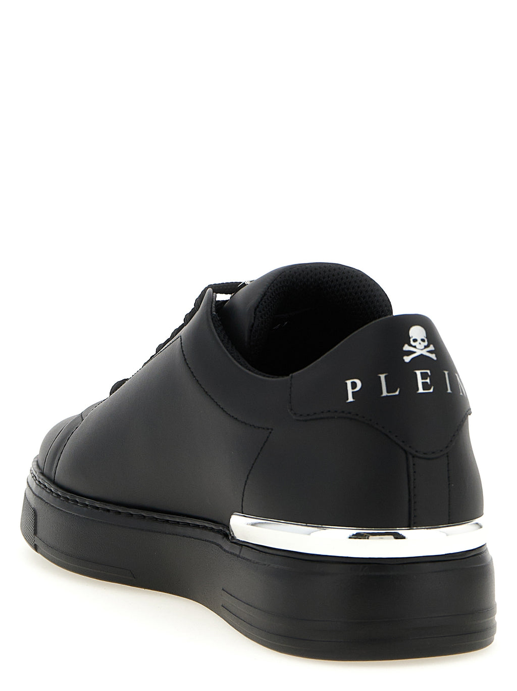 Baskets basses en cuir de veau noir Philipp Plein, chaussures de sport tendance pour homme.