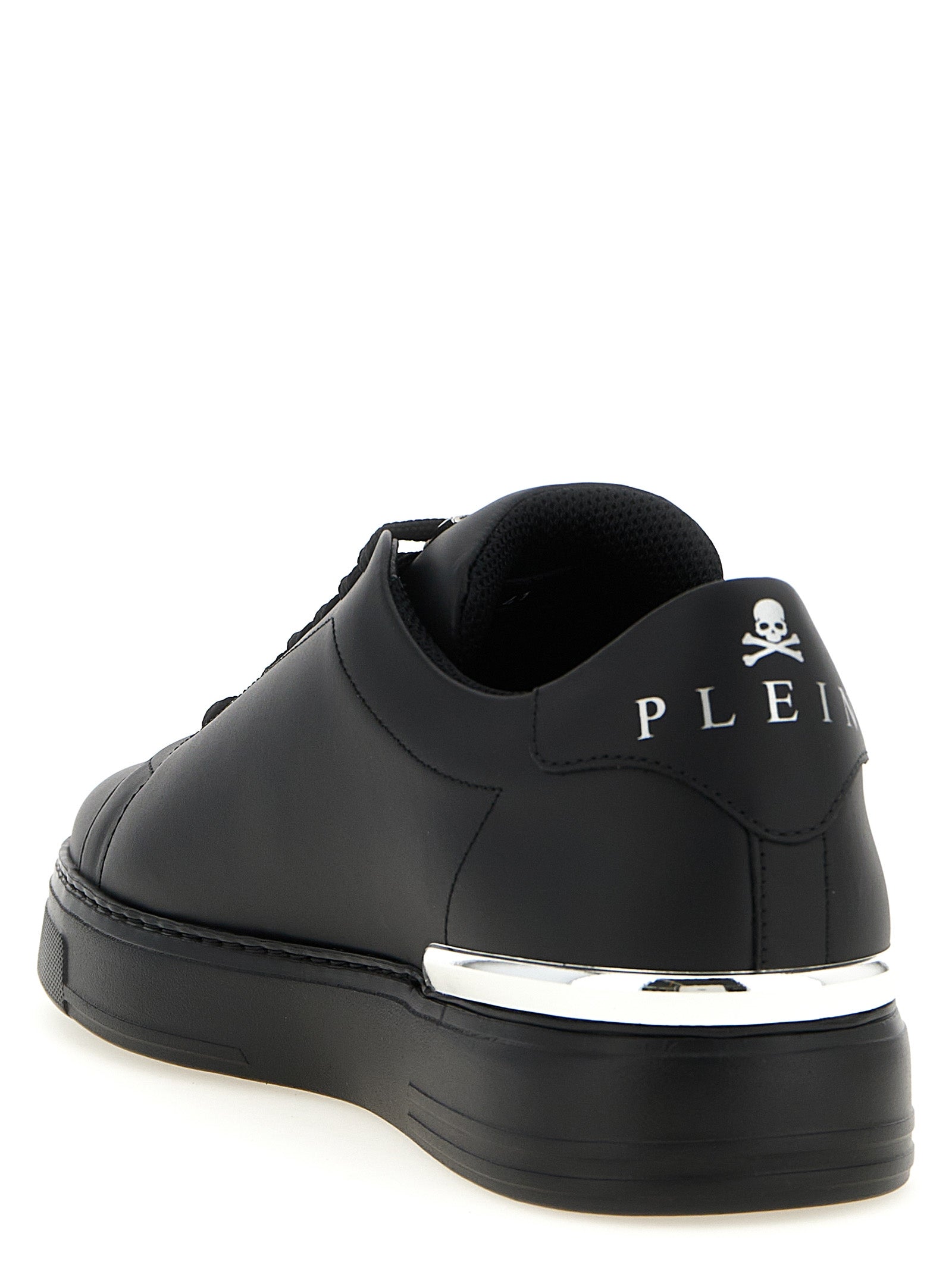 Baskets basses en cuir de veau noir Philipp Plein, chaussures de sport tendance pour homme.