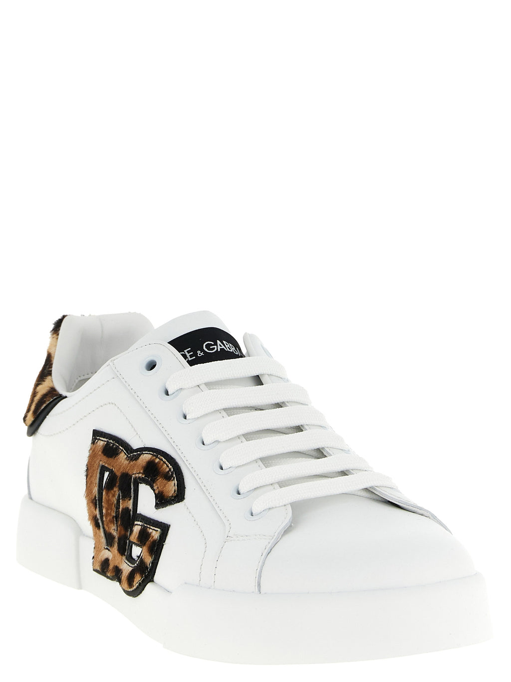 Chaussures basses en cuir de veau marron de Dolce & Gabbana, sneakers décontractés avec semelles blanches.
