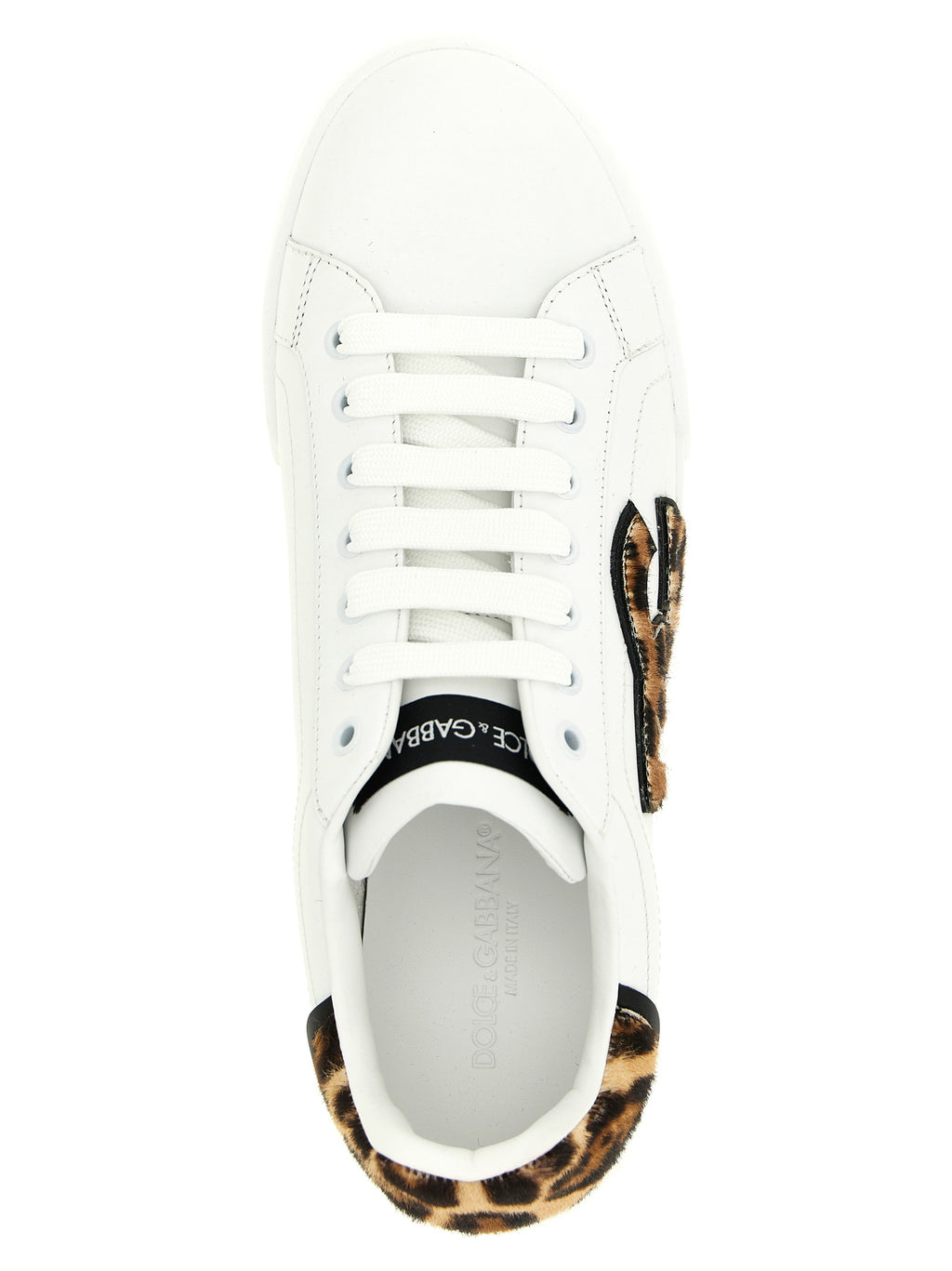 Baskets basses en cuir de veau marron Dolce & Gabbana, sneakers décontractés avec détails élégants, vue de côté.