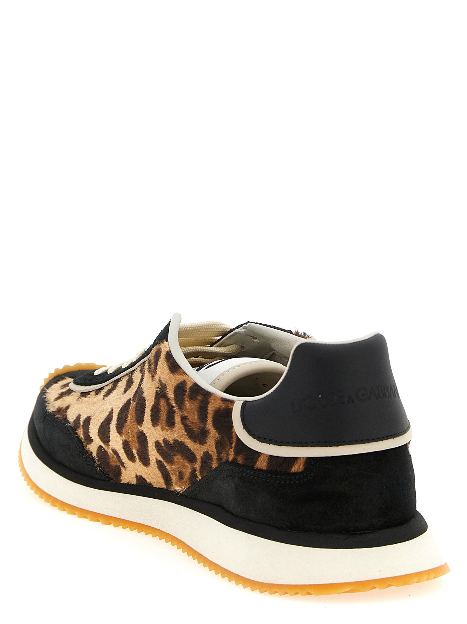 Chaussures basses Dolce & Gabbana en cuir de veau multicolore, baskets tendance avec semelle blanche.