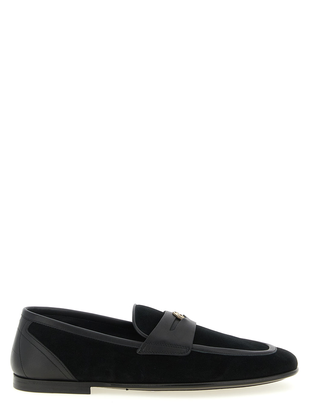 Chaussures mocassins Dolce & Gabbana en cuir de veau noir, slip-on élégants pour hommes.