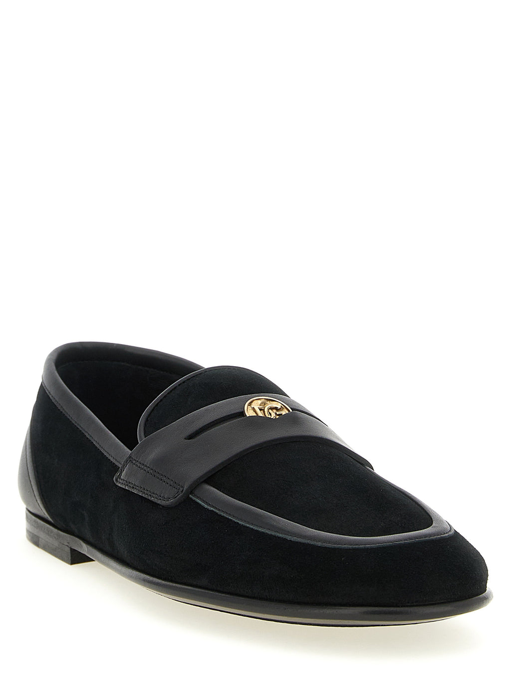 Chaussures mocassins Dolce & Gabbana en cuir de veau noir, style slip-on, pour homme.